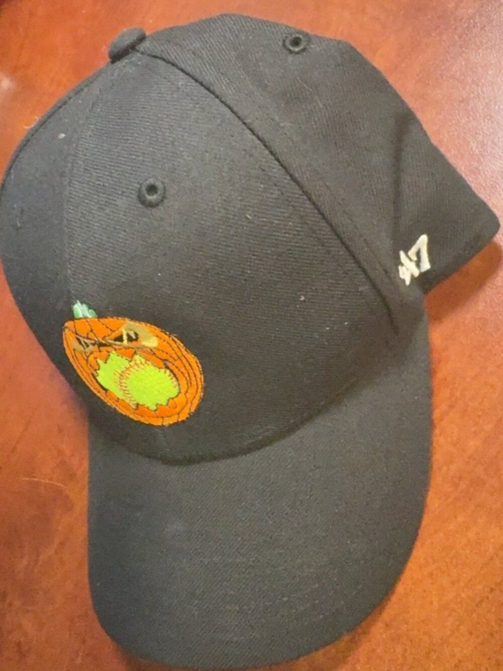 ’47 Brand Halloween Pumpkin Baseball Cap Black Embroidered Adjustable Hat